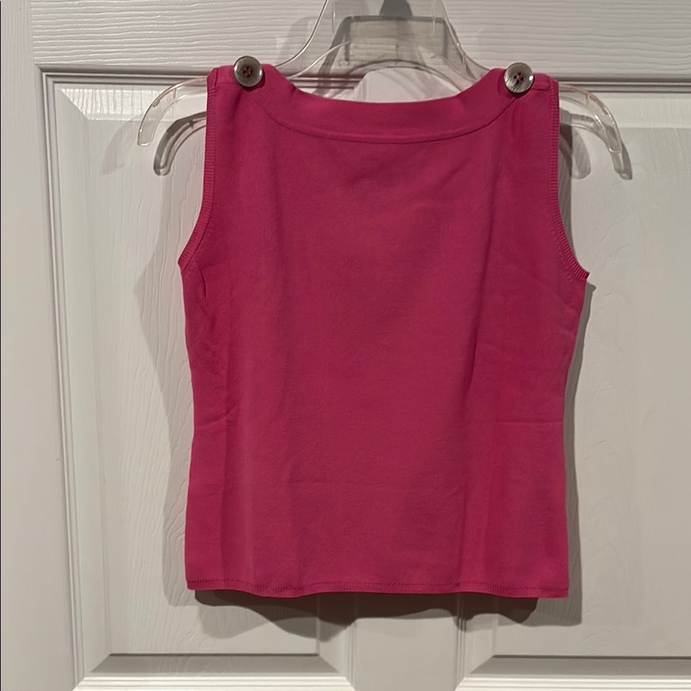 Women’s Sleeveless Button-Shoulder Tank Top - Hot Pink